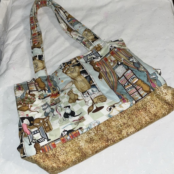 Vintage purse • Cat lovers handmade purse • cat bag • lots of pockets • kittens - Picture 6 of 9